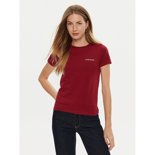 Guess Jeans T-Shirt W4YI02 J1314 Czerwony Slim Fit ze sklepu MODIVO w kategorii Bluzki damskie - zdjęcie 182655508