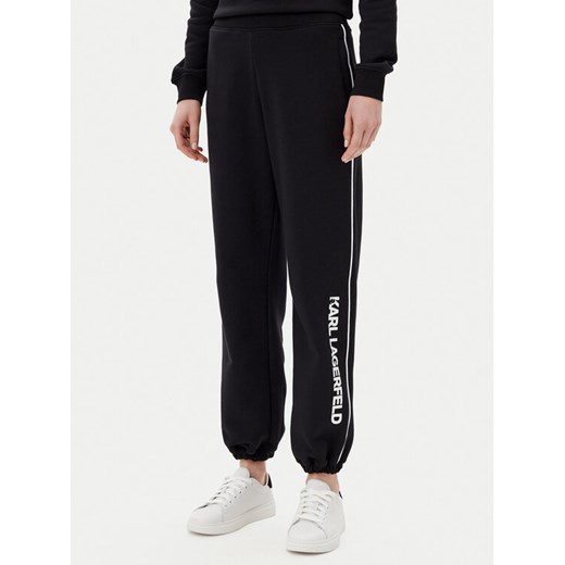 KARL LAGERFELD Spodnie dresowe A2W10149 Czarny Regular Fit ze sklepu MODIVO w kategorii Spodnie damskie - zdjęcie 182655599