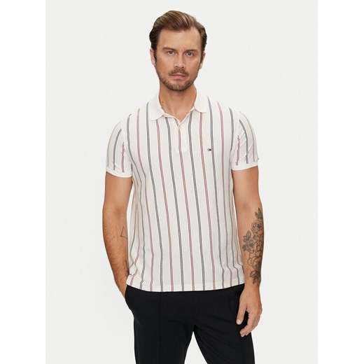 Tommy Hilfiger Polo Vertical MW0MW35627 Beżowy Regular Fit ze sklepu MODIVO w kategorii T-shirty męskie - zdjęcie 182655659