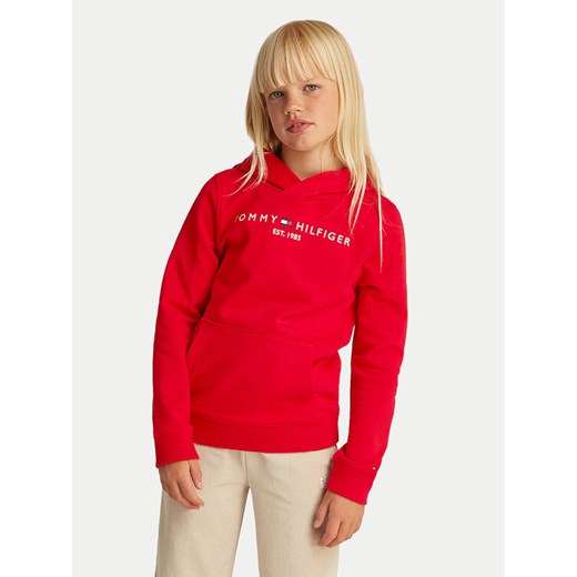 Tommy Hilfiger Bluza Essential KS0KS00205 S Czerwony Regular Fit ze sklepu MODIVO w kategorii Bluzy dziewczęce - zdjęcie 182655827
