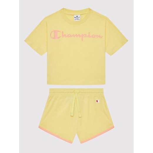 Champion Komplet t-shirt i szorty sportowe 404319 Żółty Custom Fit ze sklepu MODIVO w kategorii Komplety dziewczęce - zdjęcie 182656088