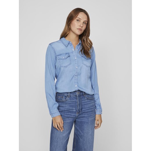 Vila Koszula jeansowa Bista 14033008 Niebieski Regular Fit ze sklepu MODIVO w kategorii Koszule damskie - zdjęcie 182656118