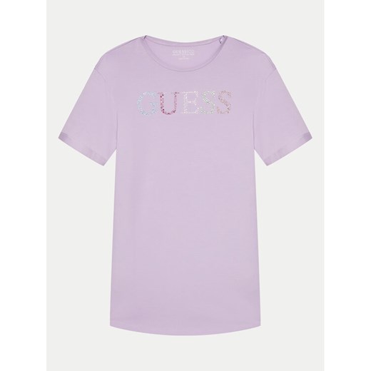 Guess T-Shirt J4GI38 J1314 Fioletowy Regular Fit ze sklepu MODIVO w kategorii Bluzki dziewczęce - zdjęcie 182656188