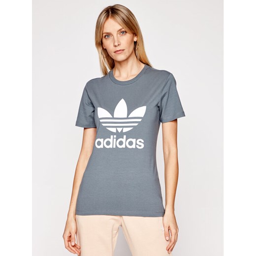 adidas T-Shirt adicolor Classics Trefoil GN2903 Szary Regular Fit ze sklepu MODIVO w kategorii Bluzki damskie - zdjęcie 182656337