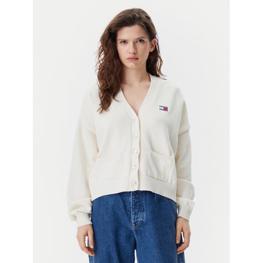 Tommy Jeans Kardigan DW0DW20257 Beżowy Relaxed Fit ze sklepu MODIVO w kategorii Swetry damskie - zdjęcie 182656437