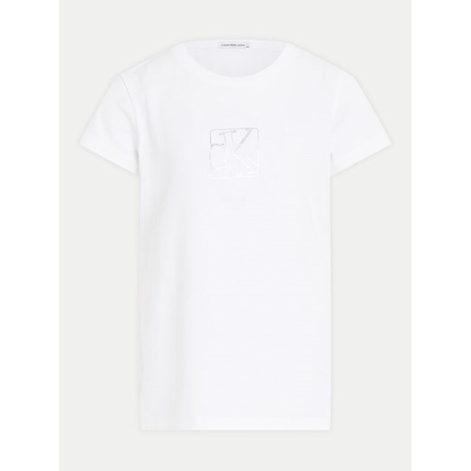 Calvin Klein Jeans T-Shirt Monogram IG0IG02530 D Biały Slim Fit ze sklepu MODIVO w kategorii T-shirty chłopięce - zdjęcie 182656519