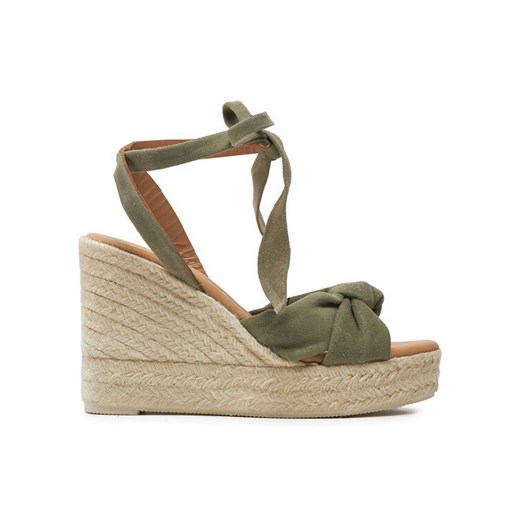 Manebi Espadryle Hamptons Wedge Espadrilles With Knot W 0.1 WS Zielony ze sklepu MODIVO w kategorii Espadryle damskie - zdjęcie 182656629