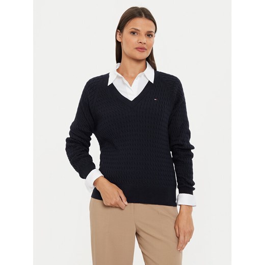 Tommy Hilfiger Sweter WW0WW43093 Granatowy Regular Fit Tommy Hilfiger S MODIVO
