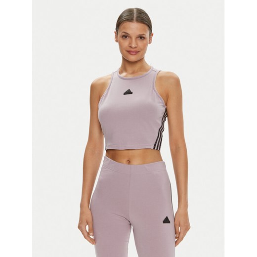 adidas Top Future Icons 3-Stripes IS3636 Fioletowy Slim Fit ze sklepu MODIVO w kategorii Bluzki damskie - zdjęcie 182656849