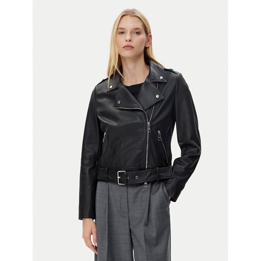 BOSS Kurtka skórzana C_Sameli 50510964 Czarny Regular Fit ze sklepu MODIVO w kategorii Kurtki damskie - zdjęcie 182656897