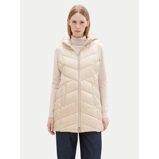 Tom Tailor Bezrękawnik 1041490 Écru Slim Fit ze sklepu MODIVO w kategorii Kamizelki damskie - zdjęcie 182657079