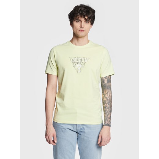 Guess T-Shirt Geo Triangle M3GI23 J1314 Zielony Slim Fit ze sklepu MODIVO w kategorii T-shirty męskie - zdjęcie 182657176