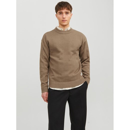 Jack&Jones Sweter 12236774 Brązowy Regular Fit ze sklepu MODIVO w kategorii Swetry męskie - zdjęcie 182657285