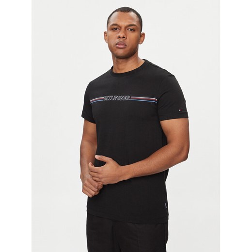 Tommy Hilfiger T-Shirt Stripe Chest MW0MW34428 Czarny Slim Fit ze sklepu MODIVO w kategorii T-shirty męskie - zdjęcie 182657336