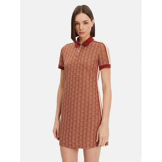 Lacoste Sukienka codzienna EF2655 Brązowy Slim Fit ze sklepu MODIVO w kategorii Sukienki - zdjęcie 182657488