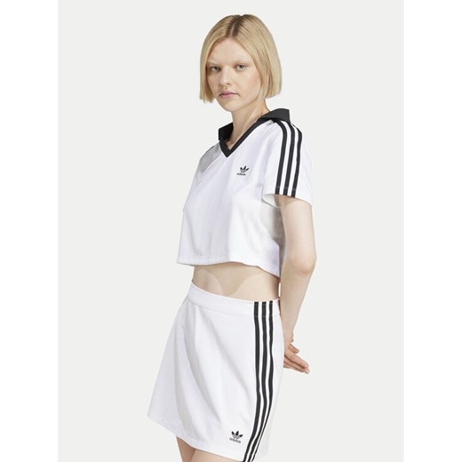 adidas T-Shirt adicolor Football Jacquard JD2608 Biały Slim Fit ze sklepu MODIVO w kategorii Bluzki damskie - zdjęcie 182657515