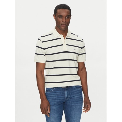 Gant Polo 2014022 Écru Regular Fit ze sklepu MODIVO w kategorii T-shirty męskie - zdjęcie 182657535