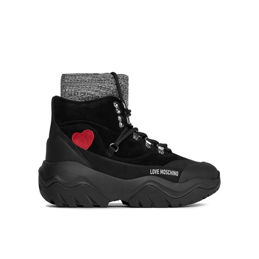LOVE MOSCHINO Sneakersy JA15754G0HIP400A Czarny ze sklepu MODIVO w kategorii Workery damskie - zdjęcie 182657796