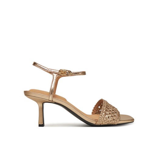 Tommy Hilfiger Sandały Metallic Lthr Kitten Sandal FW0FW08611 Złoty ze sklepu MODIVO w kategorii Sandały damskie - zdjęcie 182658075