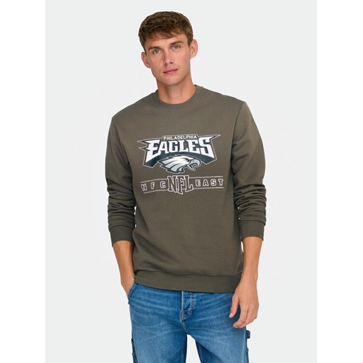 Only & Sons Bluza 22031838 Brązowy Regular Fit ze sklepu MODIVO w kategorii Bluzy męskie - zdjęcie 182658165