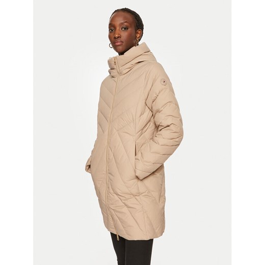 Tommy Hilfiger Kurtka puchowa Chevron WW0WW42622 Beżowy Regular Fit ze sklepu MODIVO w kategorii Kurtki damskie - zdjęcie 182658279