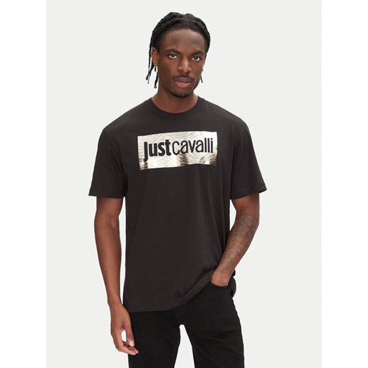 Just Cavalli T-Shirt 78OAHT15 Czarny Regular Fit ze sklepu MODIVO w kategorii T-shirty męskie - zdjęcie 182658327