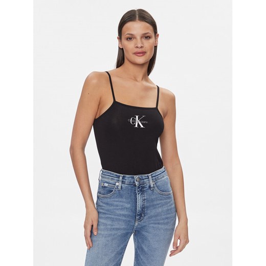 Calvin Klein Jeans Body Monologo J20J223421 Czarny Slim Fit ze sklepu MODIVO w kategorii Bluzki damskie - zdjęcie 182658376