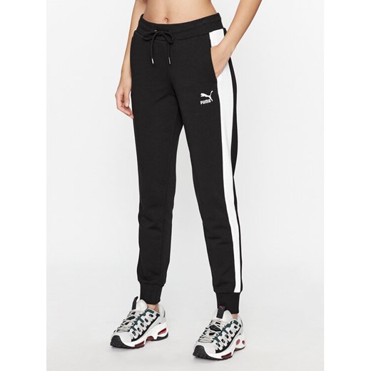 Puma Spodnie dresowe Iconic T7 530082 Czarny Regular Fit ze sklepu MODIVO w kategorii Spodnie damskie - zdjęcie 182658447