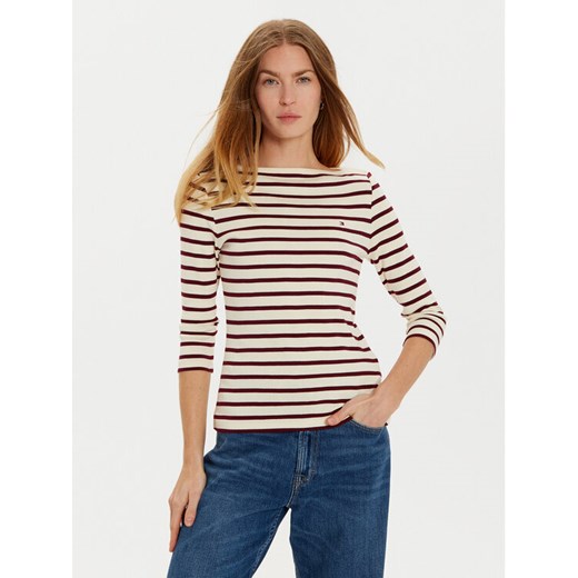 Tommy Hilfiger Bluzka New Cody WW0WW40589 Beżowy Slim Fit ze sklepu MODIVO w kategorii Bluzki damskie - zdjęcie 182658536