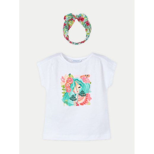 Mayoral T-Shirt 3009 Biały Regular Fit ze sklepu MODIVO w kategorii Bluzki dziewczęce - zdjęcie 182658697