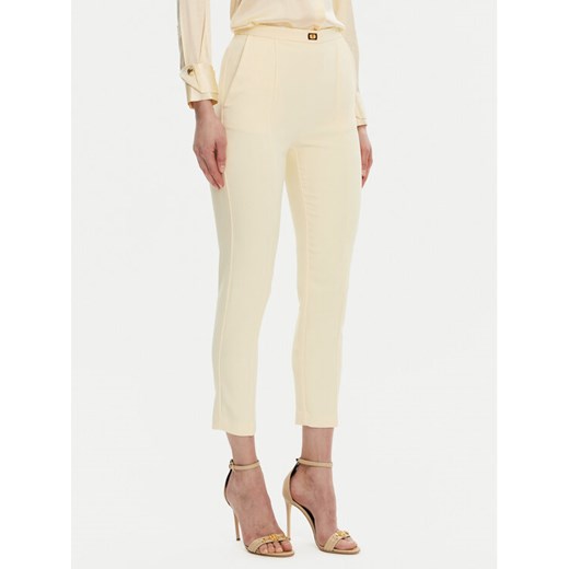 Elisabetta Franchi Spodnie materiałowe PA-076-51E2 Żółty Regular Fit ze sklepu MODIVO w kategorii Spodnie damskie - zdjęcie 182658777