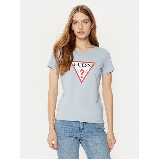 Guess T-Shirt W1YI1B I3Z14 Niebieski Slim Fit ze sklepu MODIVO w kategorii Bluzki damskie - zdjęcie 182658948
