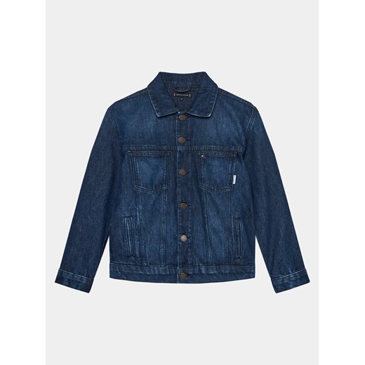 Tommy Hilfiger Kurtka jeansowa Oversized Trucker Bleach KB0KB08135 Niebieski Regular Fit ze sklepu MODIVO w kategorii Kurtki chłopięce - zdjęcie 182658959