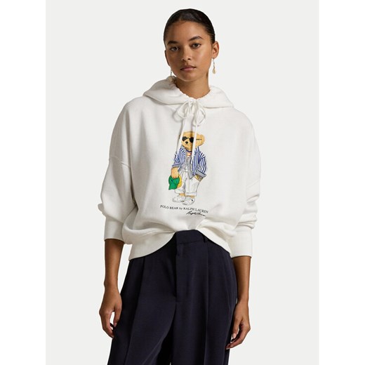 Polo Ralph Lauren Bluza 211959115001 Biały Relaxed Fit ze sklepu MODIVO w kategorii Bluzy damskie - zdjęcie 182659028