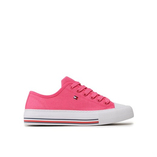Tommy Hilfiger Trampki Low Cut Lace-Up T3A9-32677-0890313 S Różowy ze sklepu MODIVO w kategorii Trampki dziecięce - zdjęcie 182659038