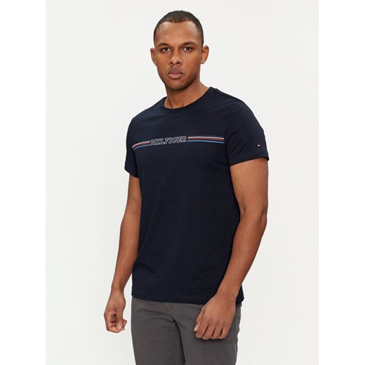Tommy Hilfiger T-Shirt Stripe Chest MW0MW34428 Granatowy Slim Fit Tommy Hilfiger S MODIVO