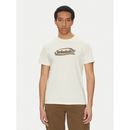 Timberland T-Shirt TB0A6DJY Biały Regular Fit ze sklepu MODIVO w kategorii T-shirty męskie - zdjęcie 182659327