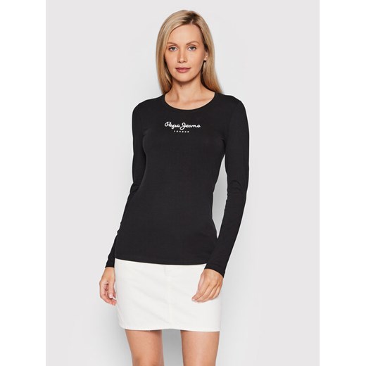 Pepe Jeans Bluzka New Virginia PL505203 Czarny Slim Fit ze sklepu MODIVO w kategorii Bluzki damskie - zdjęcie 182659369