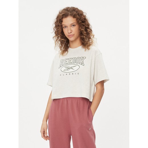 Reebok T-Shirt Classics Big Logo HZ8099 Biały Fitted Fit ze sklepu MODIVO w kategorii Bluzki damskie - zdjęcie 182659409