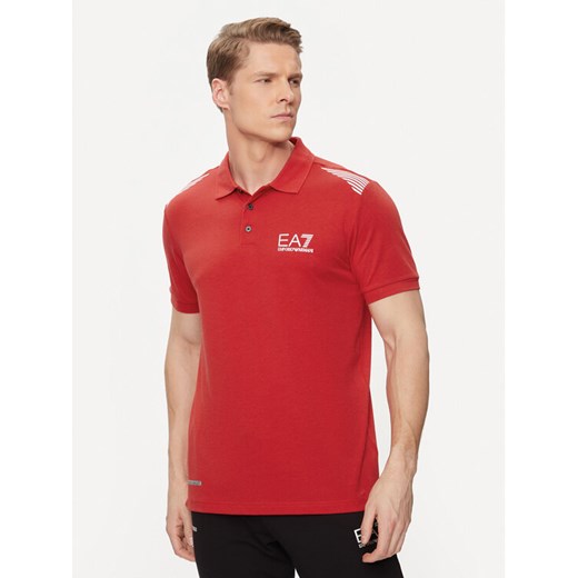 EA7 Emporio Armani Polo 3DPF51 PJULZ 1461 Czerwony Regular Fit ze sklepu MODIVO w kategorii T-shirty męskie - zdjęcie 182659848