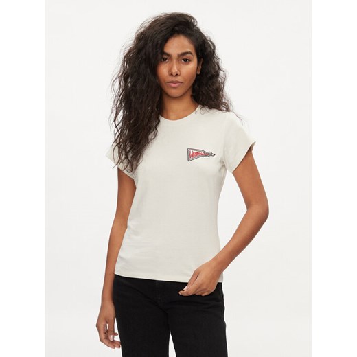 Wrangler T-Shirt Shrunken Band 112350301 Écru Slim Fit ze sklepu MODIVO w kategorii Bluzki damskie - zdjęcie 182659926