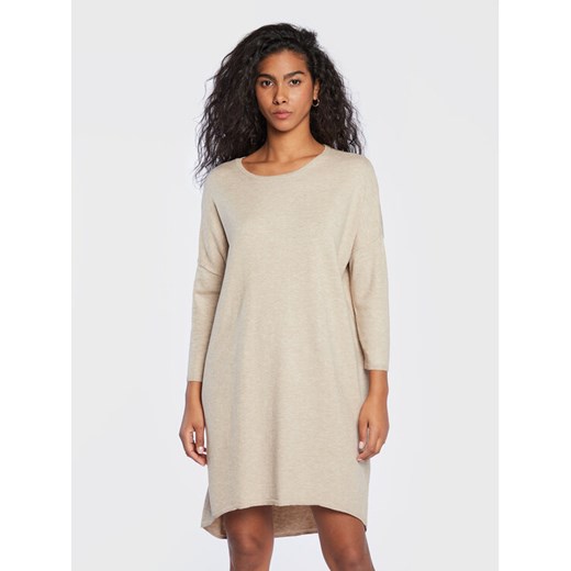 Moss Copenhagen Sukienka dzianinowa Rachelle 16172 Beżowy Regular Fit ze sklepu MODIVO w kategorii Sukienki - zdjęcie 182660088