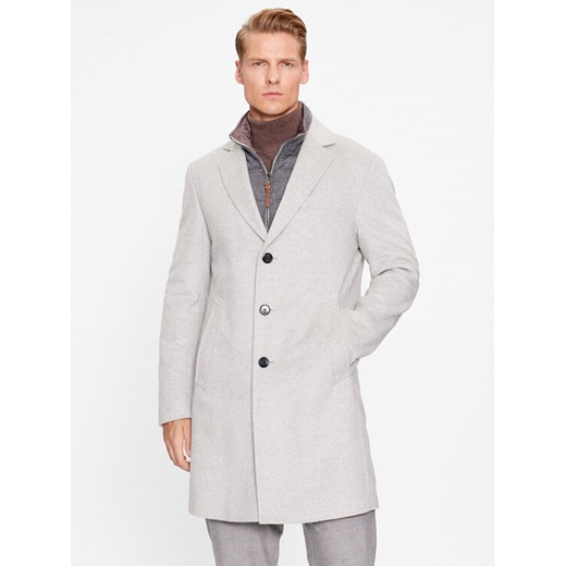 JOOP! Płaszcz wełniany 30037691 Szary Regular Fit ze sklepu MODIVO w kategorii Płaszcze męskie - zdjęcie 182660109