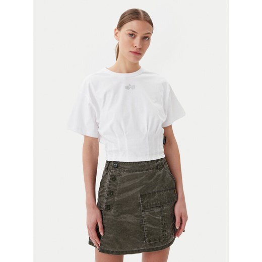 Alpha Industries T-Shirt Waisted 148070 Biały Regular Fit ze sklepu MODIVO w kategorii Bluzki damskie - zdjęcie 182660119