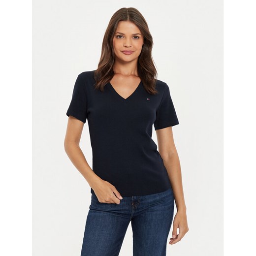 Tommy Hilfiger T-Shirt New Cody WW0WW40584 Granatowy Slim Fit ze sklepu MODIVO w kategorii Bluzki damskie - zdjęcie 182660167