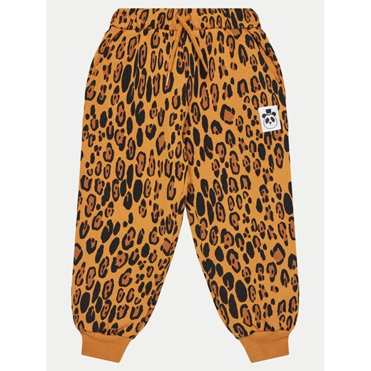 Mini Rodini Spodnie dresowe Basic Leopard 1000014313 Brązowy Regular Fit ze sklepu MODIVO w kategorii Spodnie dziewczęce - zdjęcie 182660335