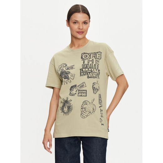 Vans T-Shirt VN000HHH Zielony Oversize ze sklepu MODIVO w kategorii Bluzki damskie - zdjęcie 182660347