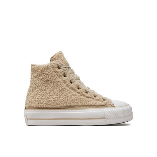 Converse Trampki Chuck Taylor All Star Lift Platform Sherpa A05509C Beżowy ze sklepu MODIVO w kategorii Trampki damskie - zdjęcie 182660435