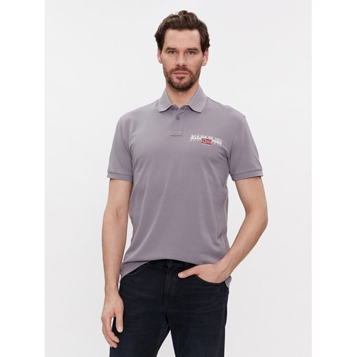 Napapijri Polo E-Aylmer NP0A4HTN Szary Regular Fit ze sklepu MODIVO w kategorii T-shirty męskie - zdjęcie 182660589