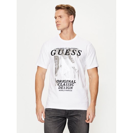 Guess T-Shirt M4BI47 J1314 Biały Slim Fit ze sklepu MODIVO w kategorii T-shirty męskie - zdjęcie 182660596